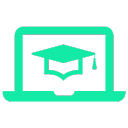 Icon of an open laptop with graduation cap.